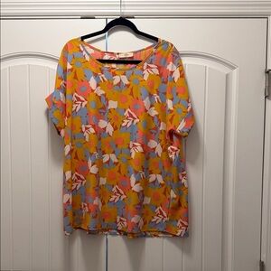 Entro Colorful Floral Blouse - Pink, Yellow, Blue